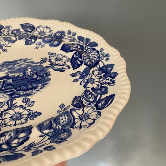 Vintage COPELAND SPODE Old Salem Dinner Plate Scalloped Edge Decorative China - Picture 7 of 8